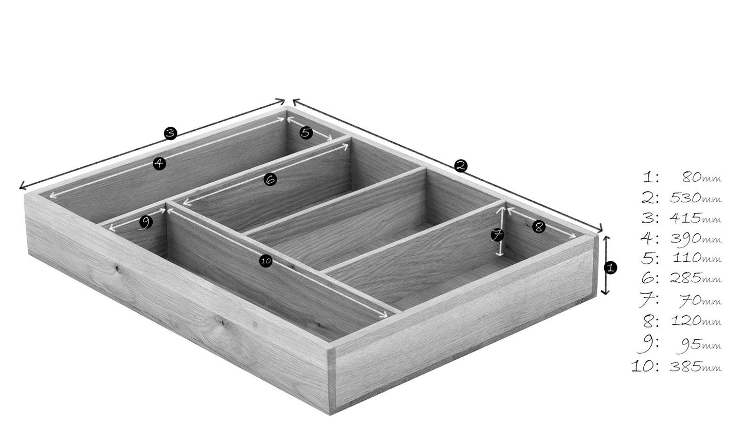 Oak Cutlery Tray