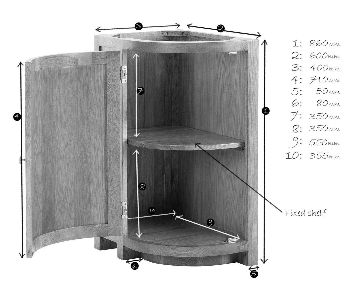 Curved End Base Cabinet - 460mm