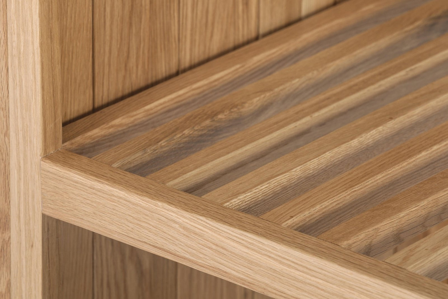 Open Base End - Slatted Shelf Cabinet