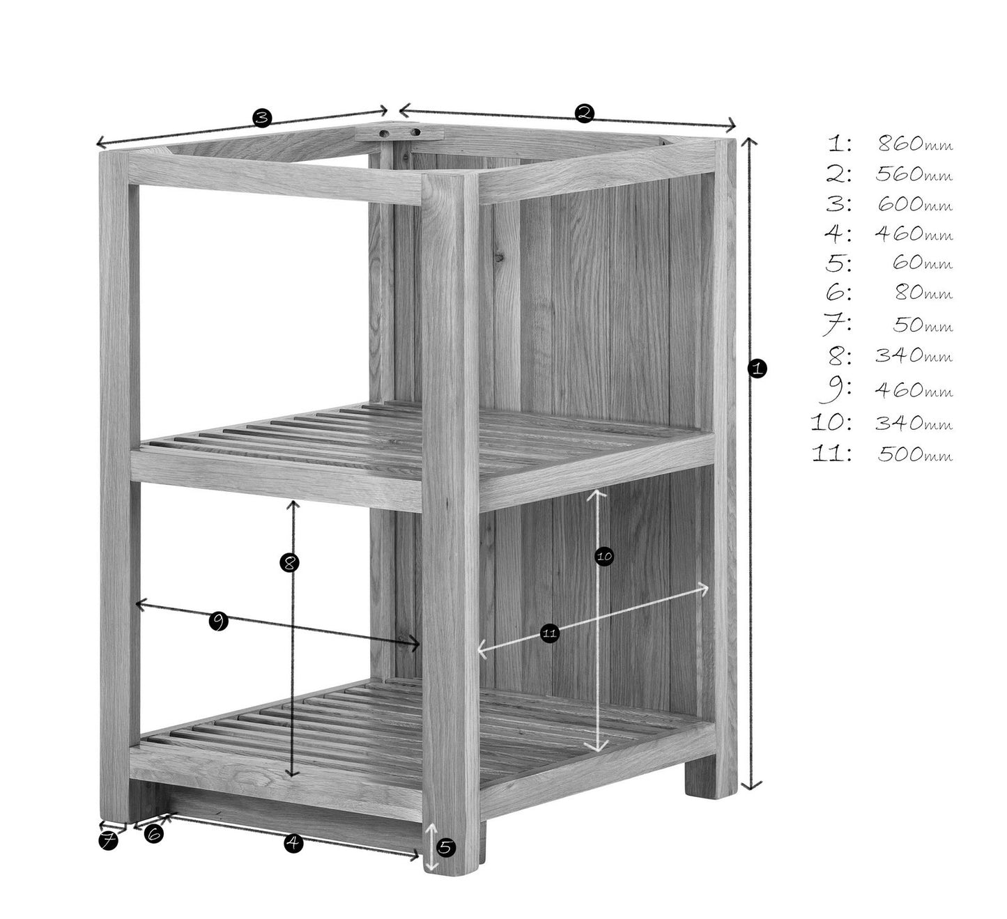 Open Base End - Slatted Shelf Cabinet