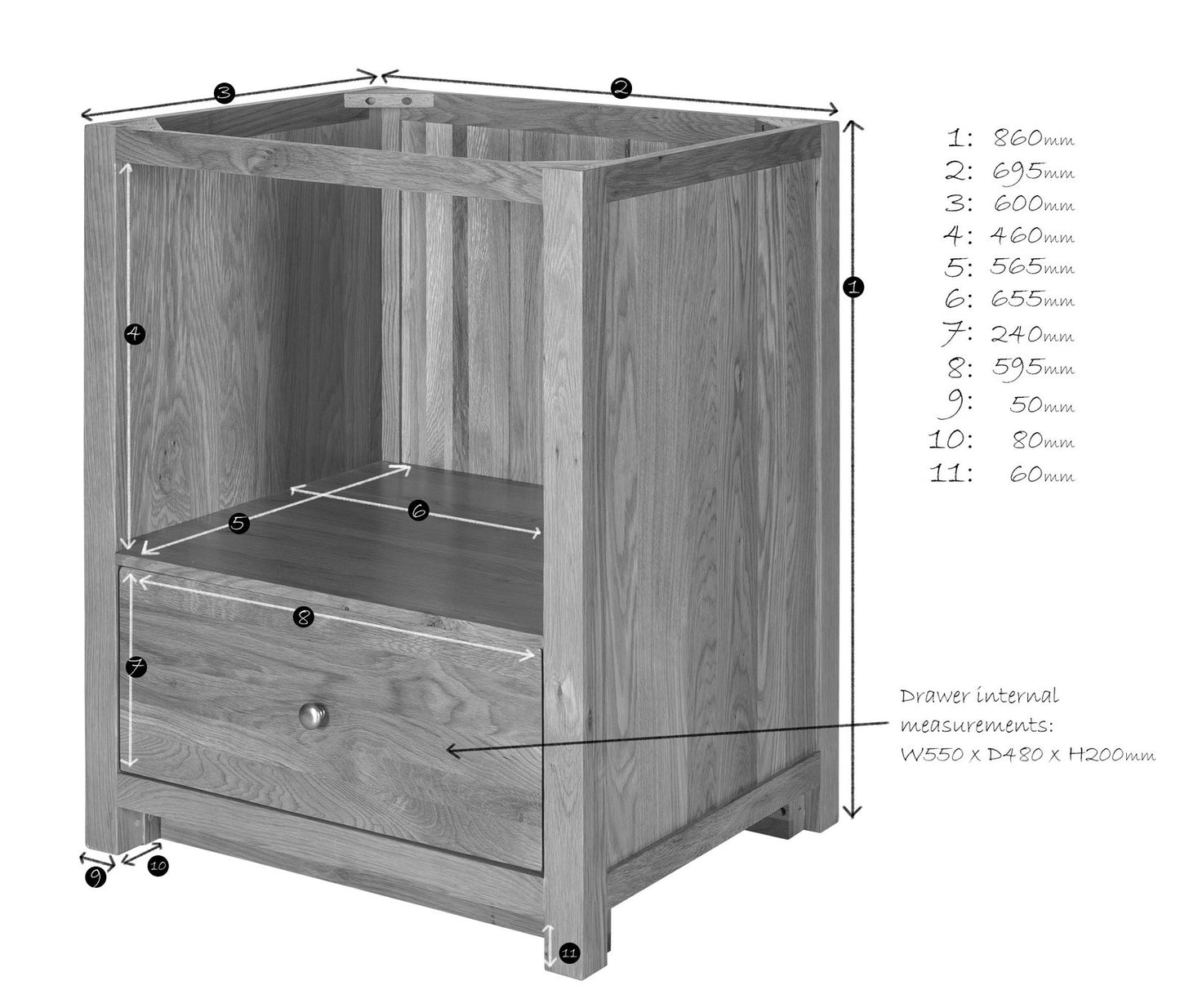 Compact Oven Cabinet - 697mm