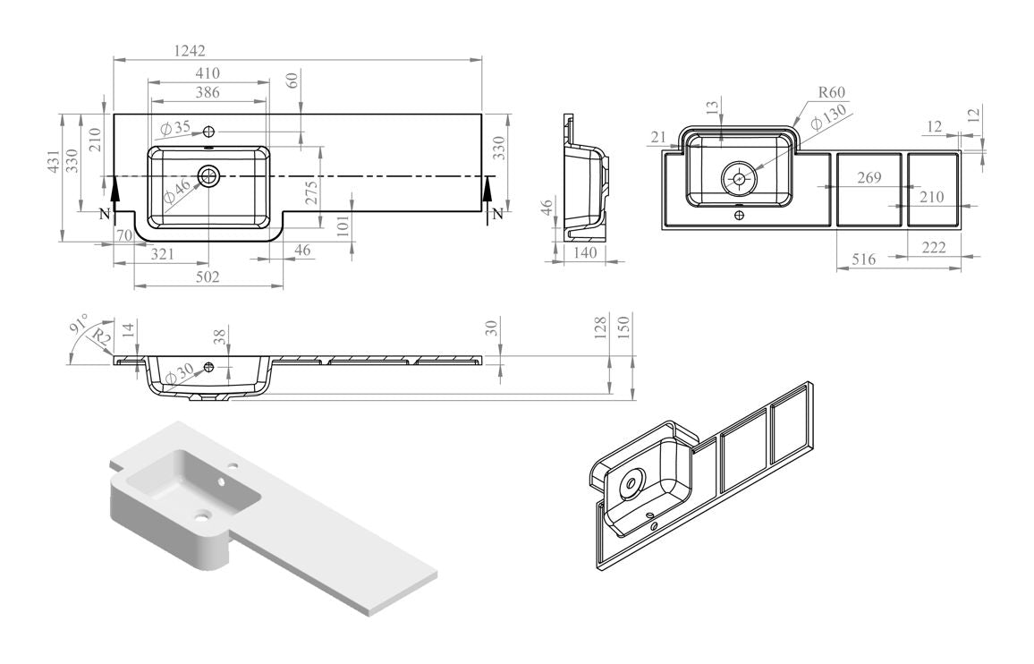 Tattile - Basin & WC Unit Pack -1242mm