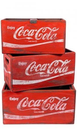 Rectangular Fish Boxes - Coca Cola - Set of 3