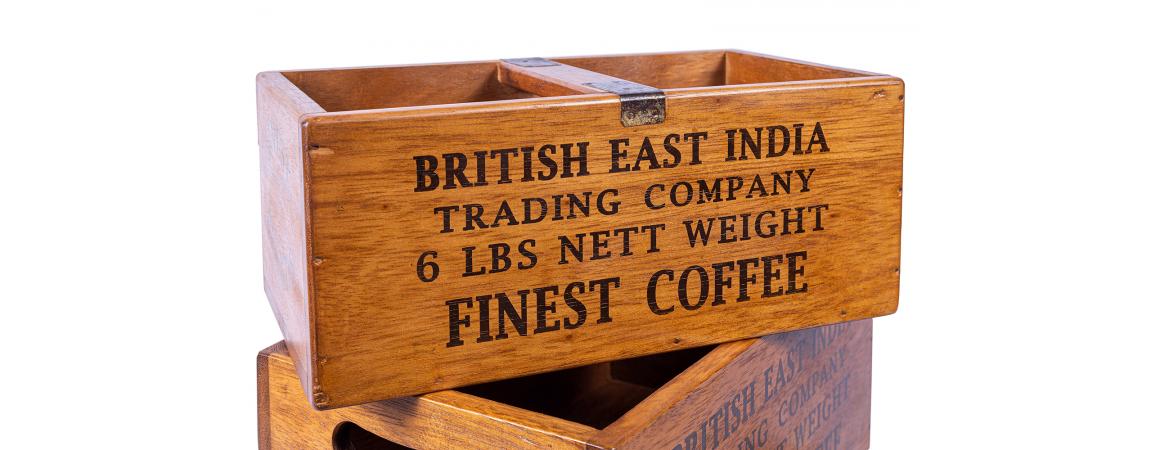 Large Vintage Storage Boxes - British East India Finest Coffee - Set of 3