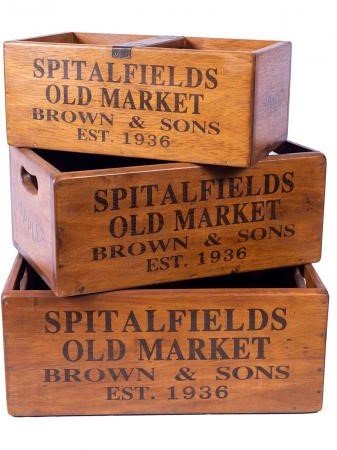 Spitalfields Market - Set of 3 Large Vintage Boxes