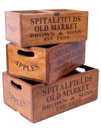 Spitalfields Market - Set of 3 Large Vintage Boxes