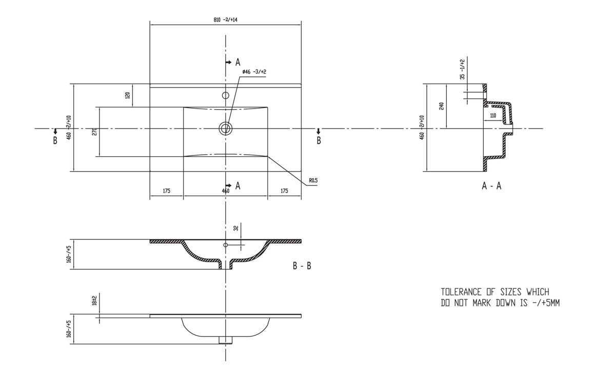 Edge - 815mm Wall Hung 2 Drawer Basin Unit & Basin