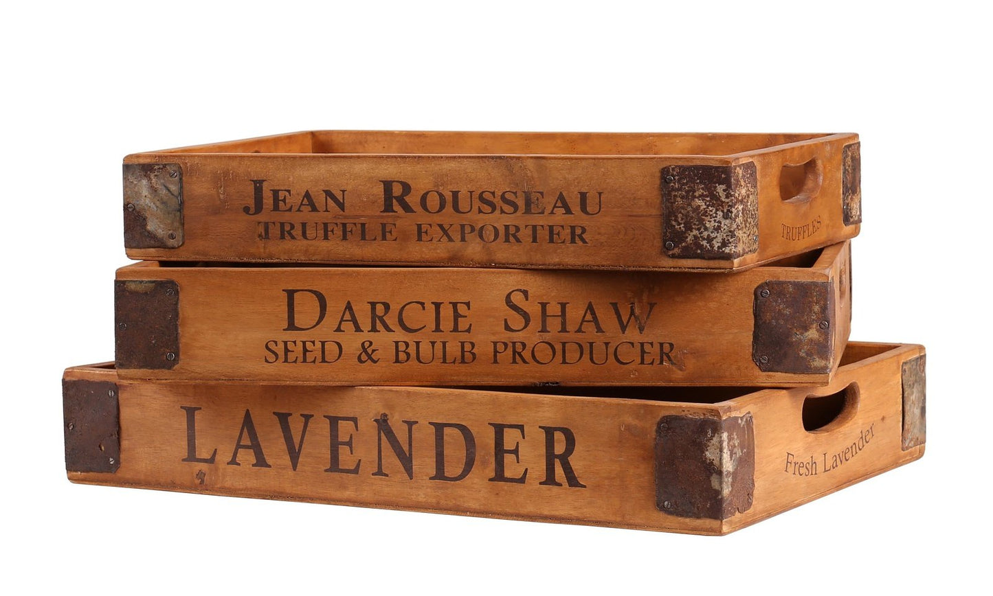 Brancaster Mussels - Set of 3 Vintage Wooden Serving Trays