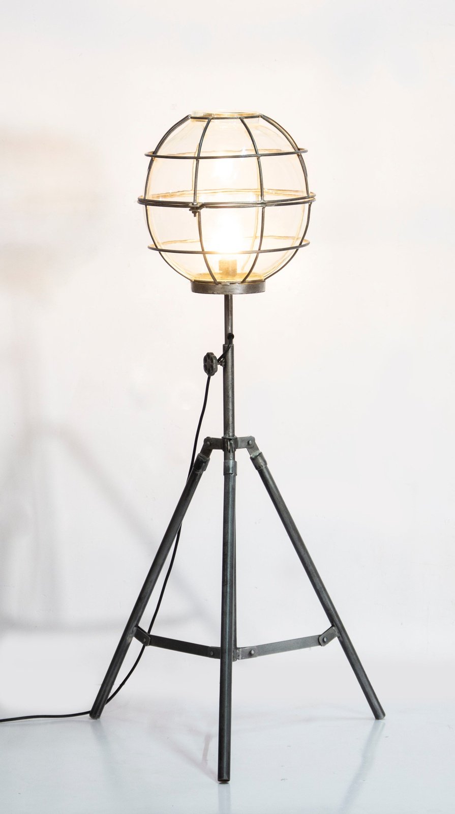 Upcycled Floor Lamp With Round Cage