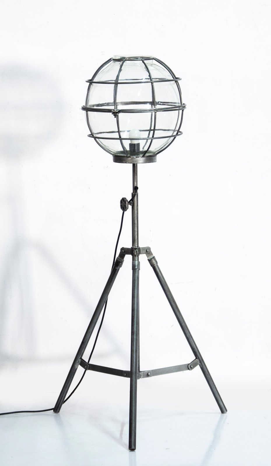 Upcycled Floor Lamp With Round Cage