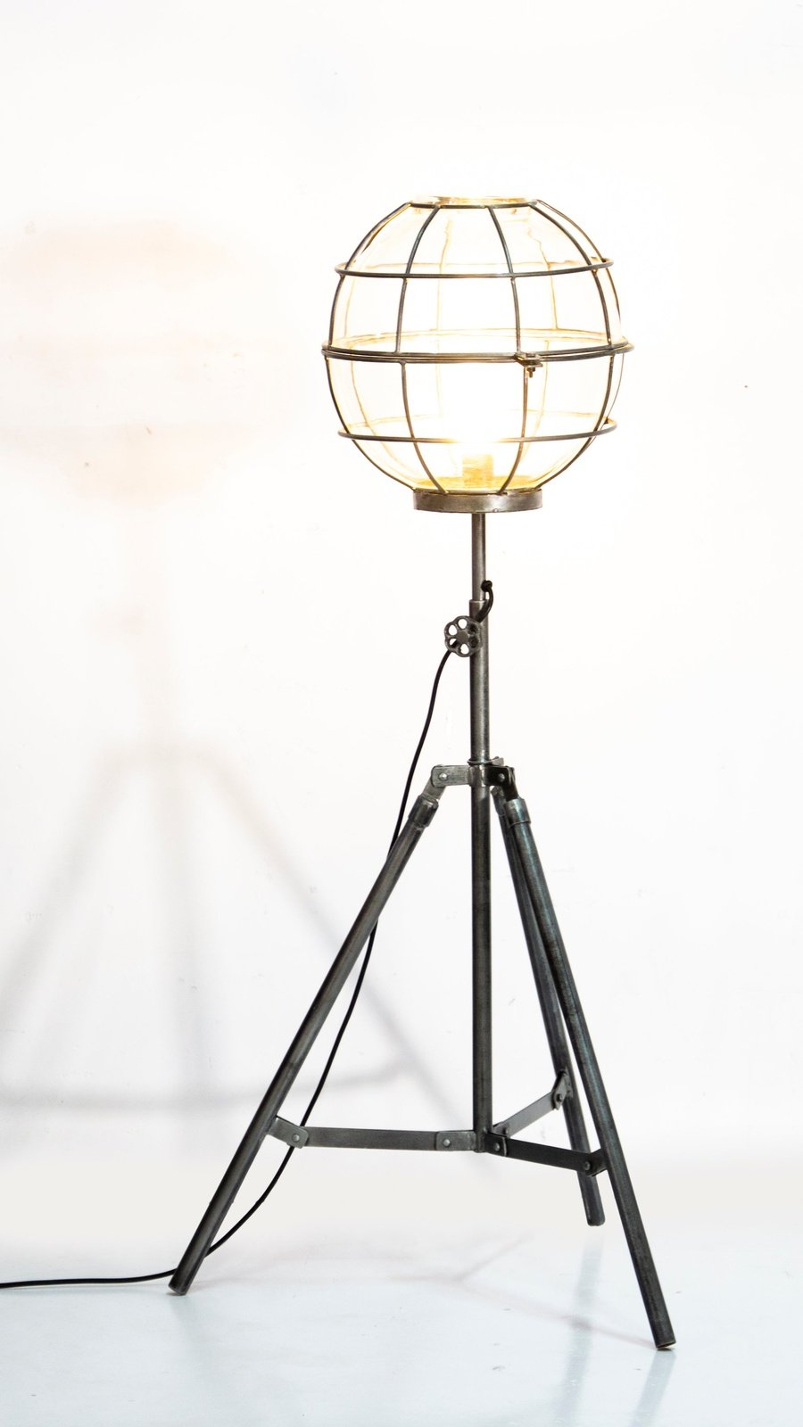 Upcycled Floor Lamp With Round Cage