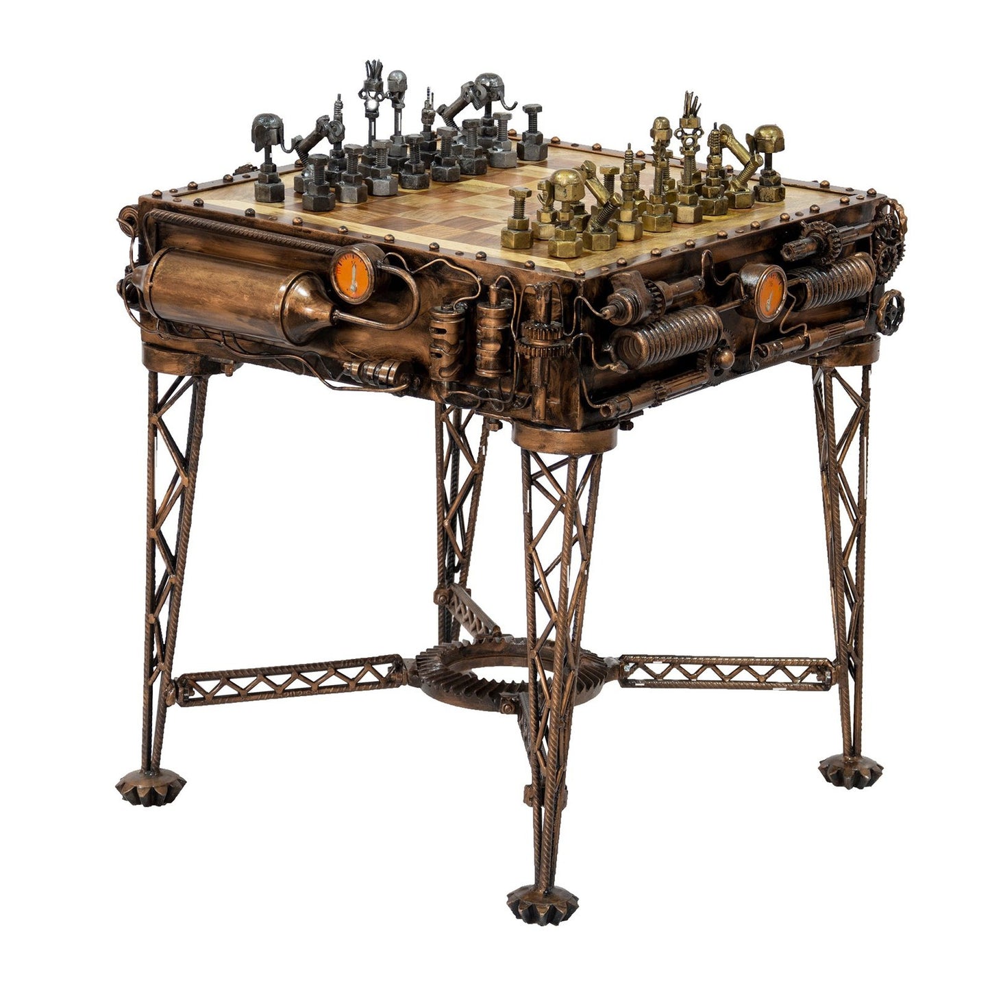 Reclaimed Iron Steampunk Theme - Chess Table