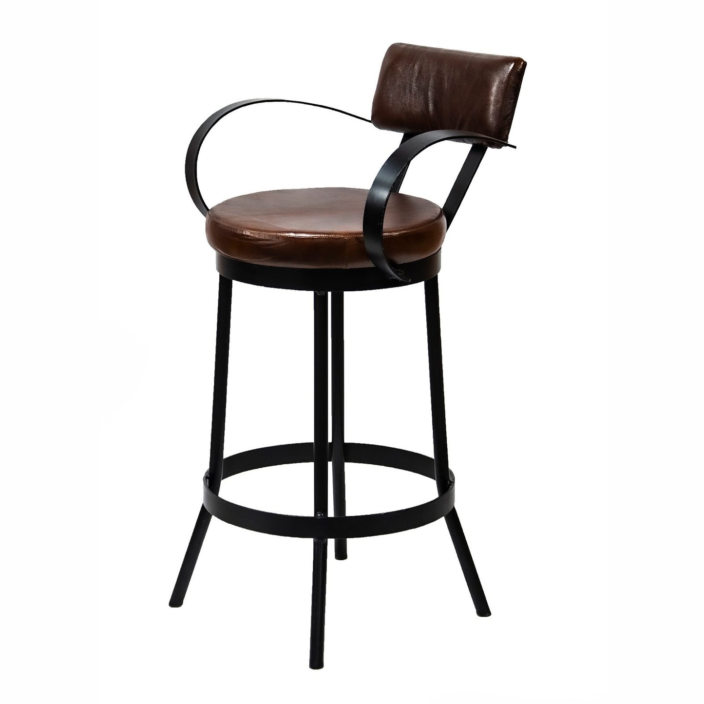 Industrial Padded Leather Bar Stool