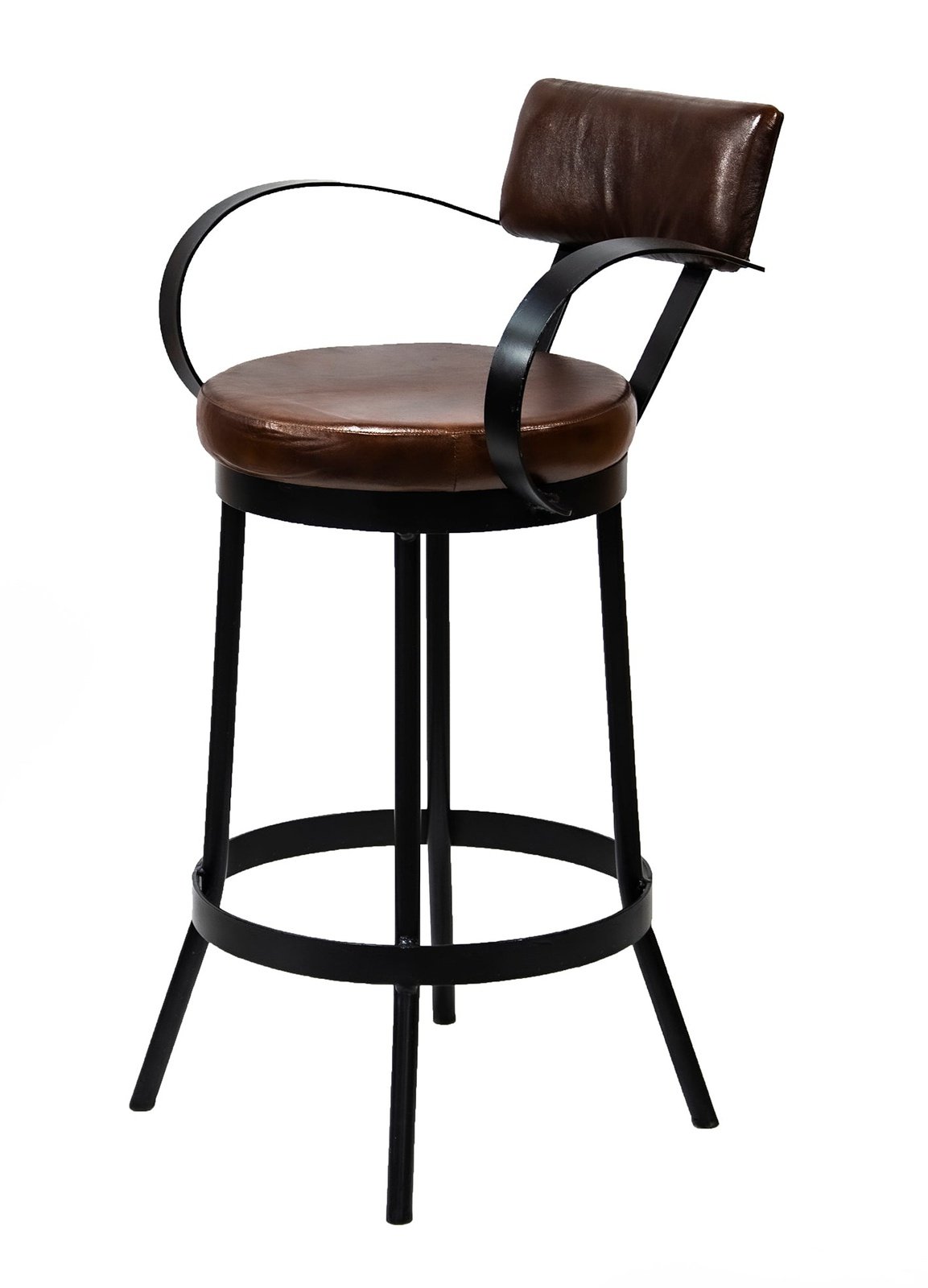 Industrial Padded Leather Bar Stool