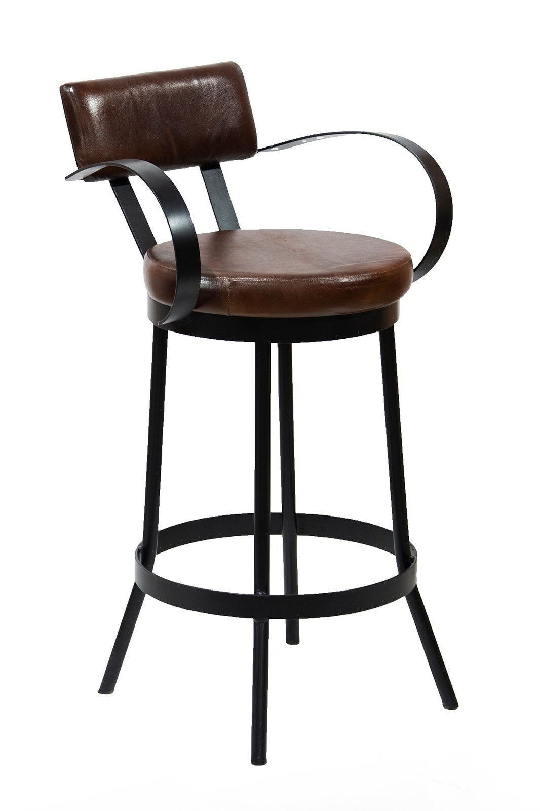 Industrial Padded Leather Bar Stool