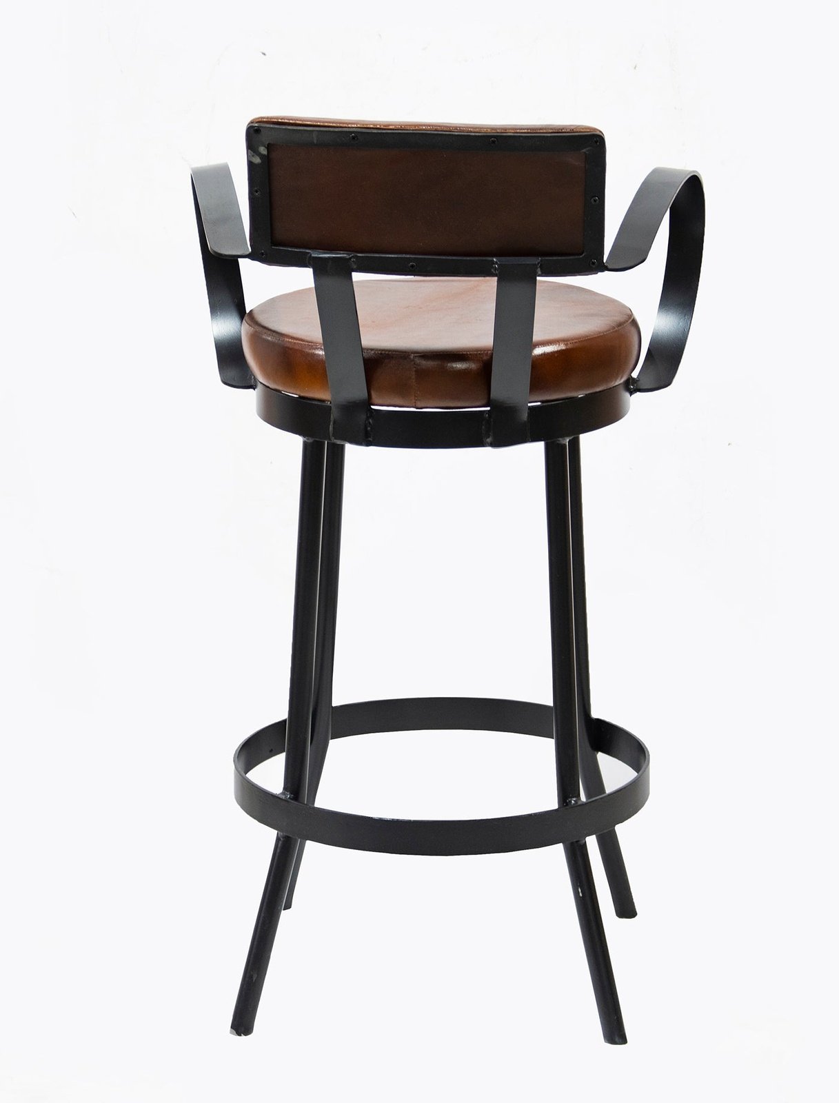 Industrial Padded Leather Bar Stool