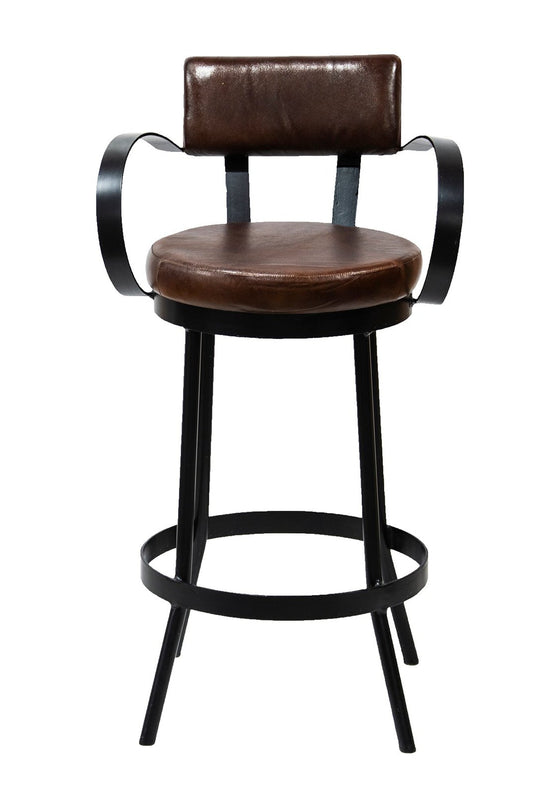 Industrial Padded Leather Bar Stool