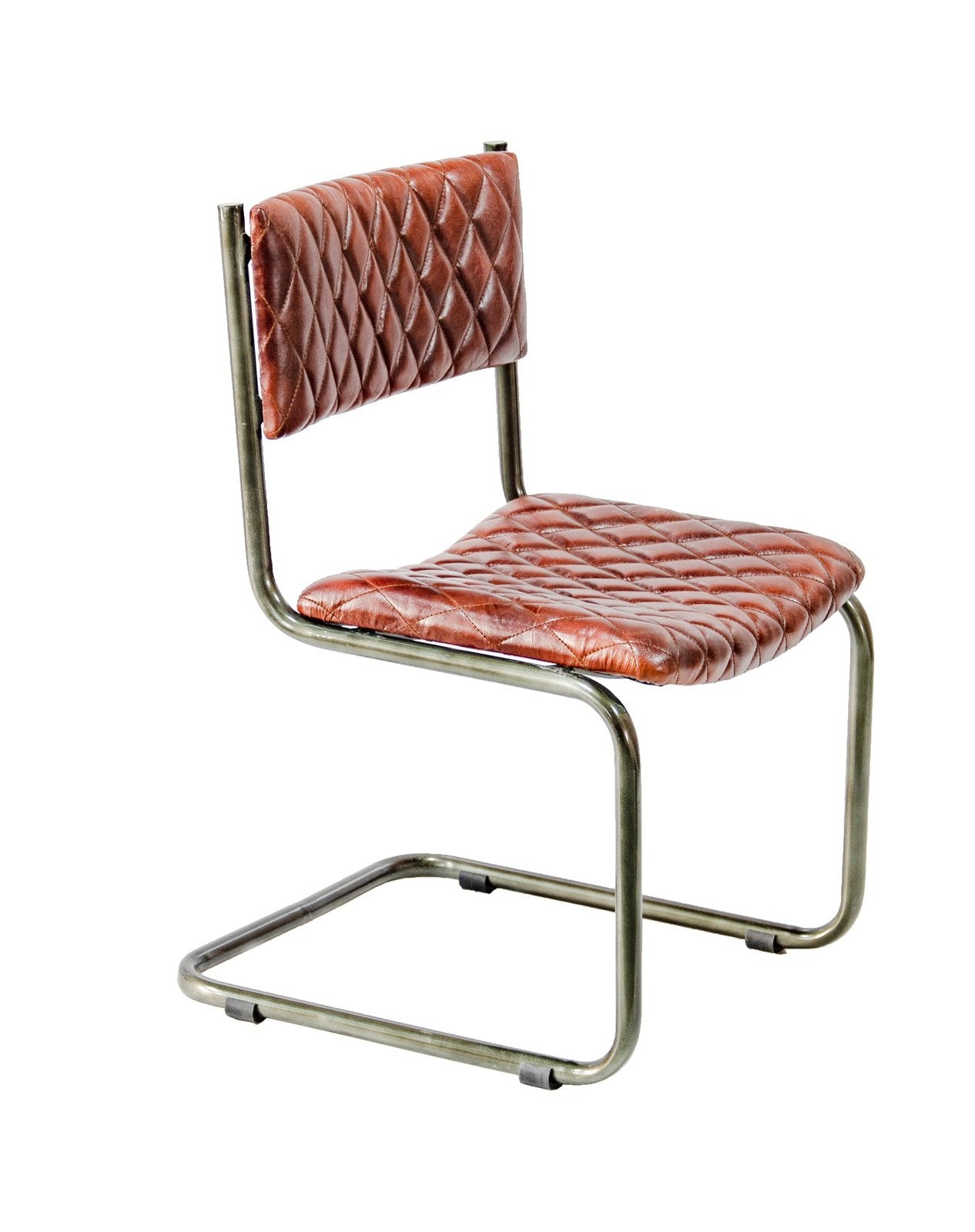 Metal Frame Chair with Padded Brown Seat
