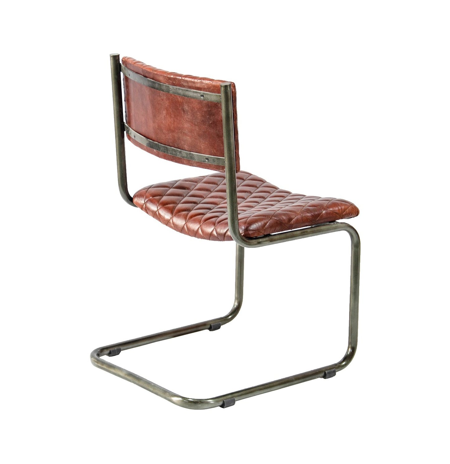 Metal Frame Chair with Padded Brown Seat