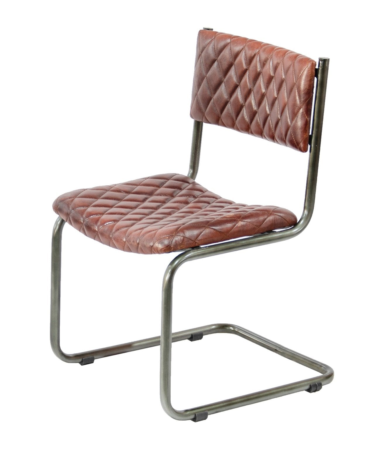 Metal Frame Chair with Padded Brown Seat