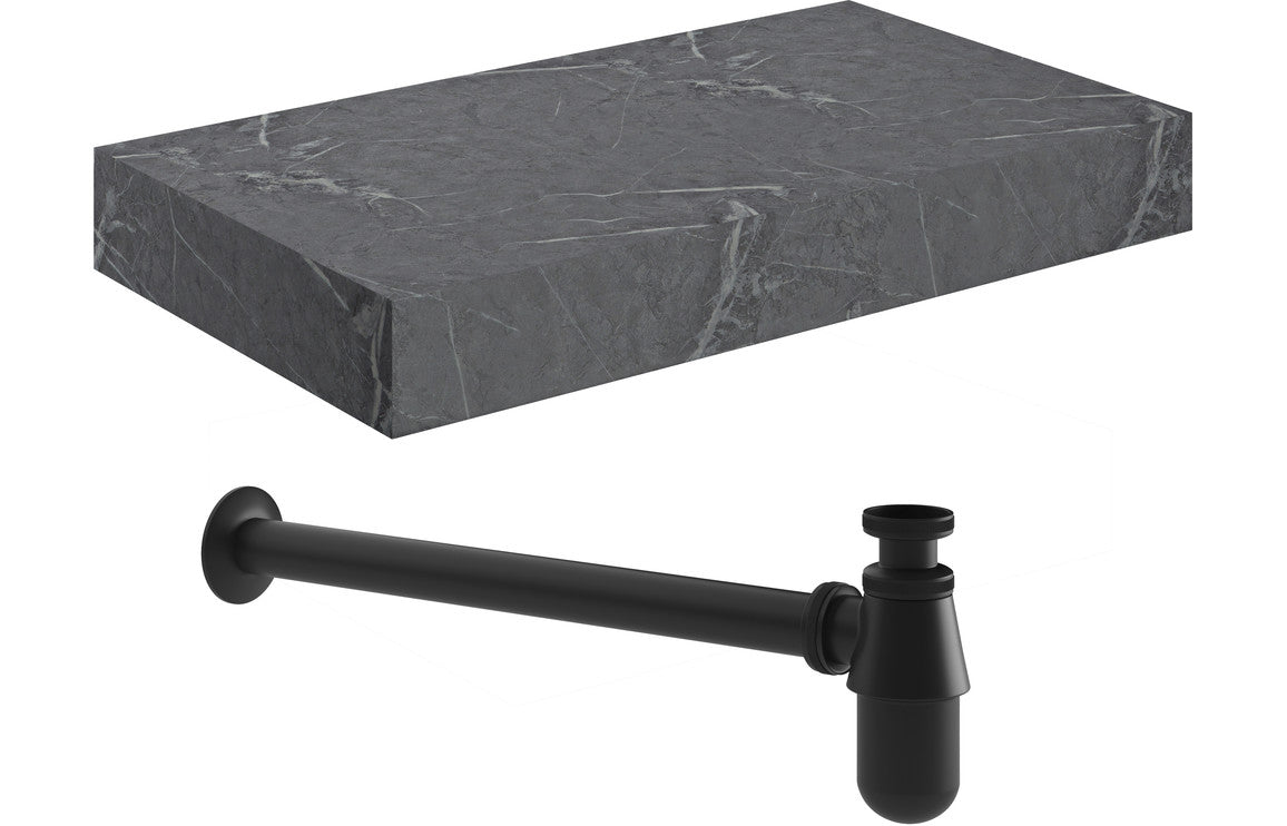 Mineral - Wall Hung Basin Shelf & Bottle Trap - 800mm