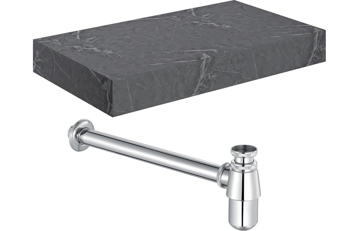Mineral - Wall Hung Basin Shelf & Bottle Trap - 800mm