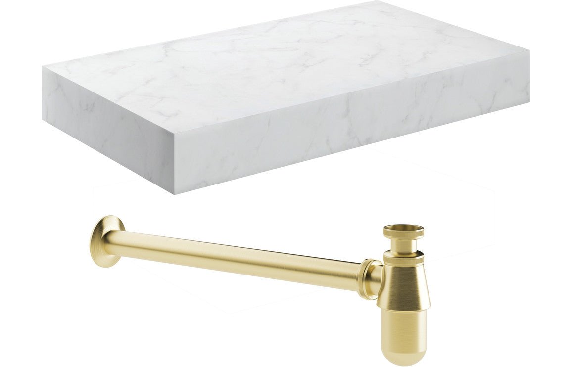 Mineral - Wall Hung Basin Shelf & Bottle Trap - 800mm