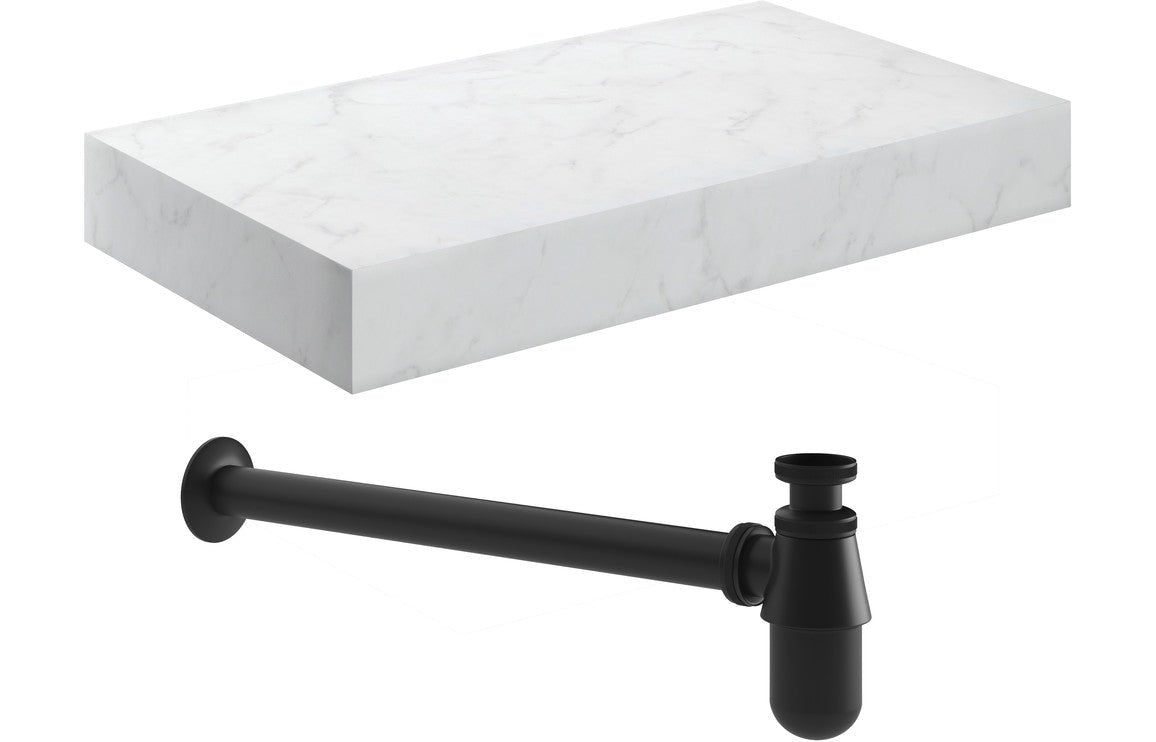 Mineral - Wall Hung Basin Shelf & Bottle Trap - 800mm