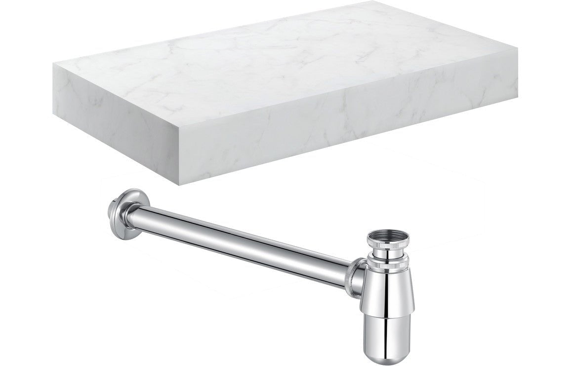 Mineral - Wall Hung Basin Shelf & Bottle Trap - 800mm