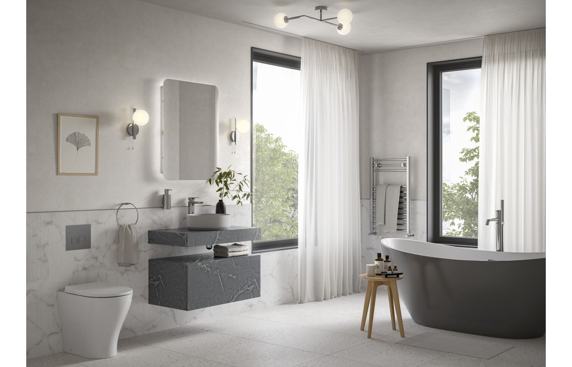 Mineral - Wall Hung Basin Shelf & Bottle Trap - 600mm