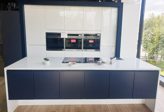 Ex Display Kitchen - Symphony New York - Indigo & Gloss White Kitchen with Worktops