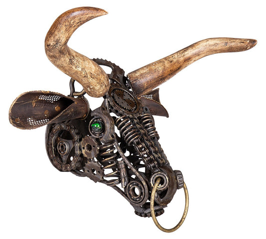 Wrought Iron Buffalo Face Sculpture