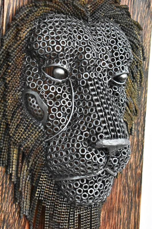 Lion Face on Wood