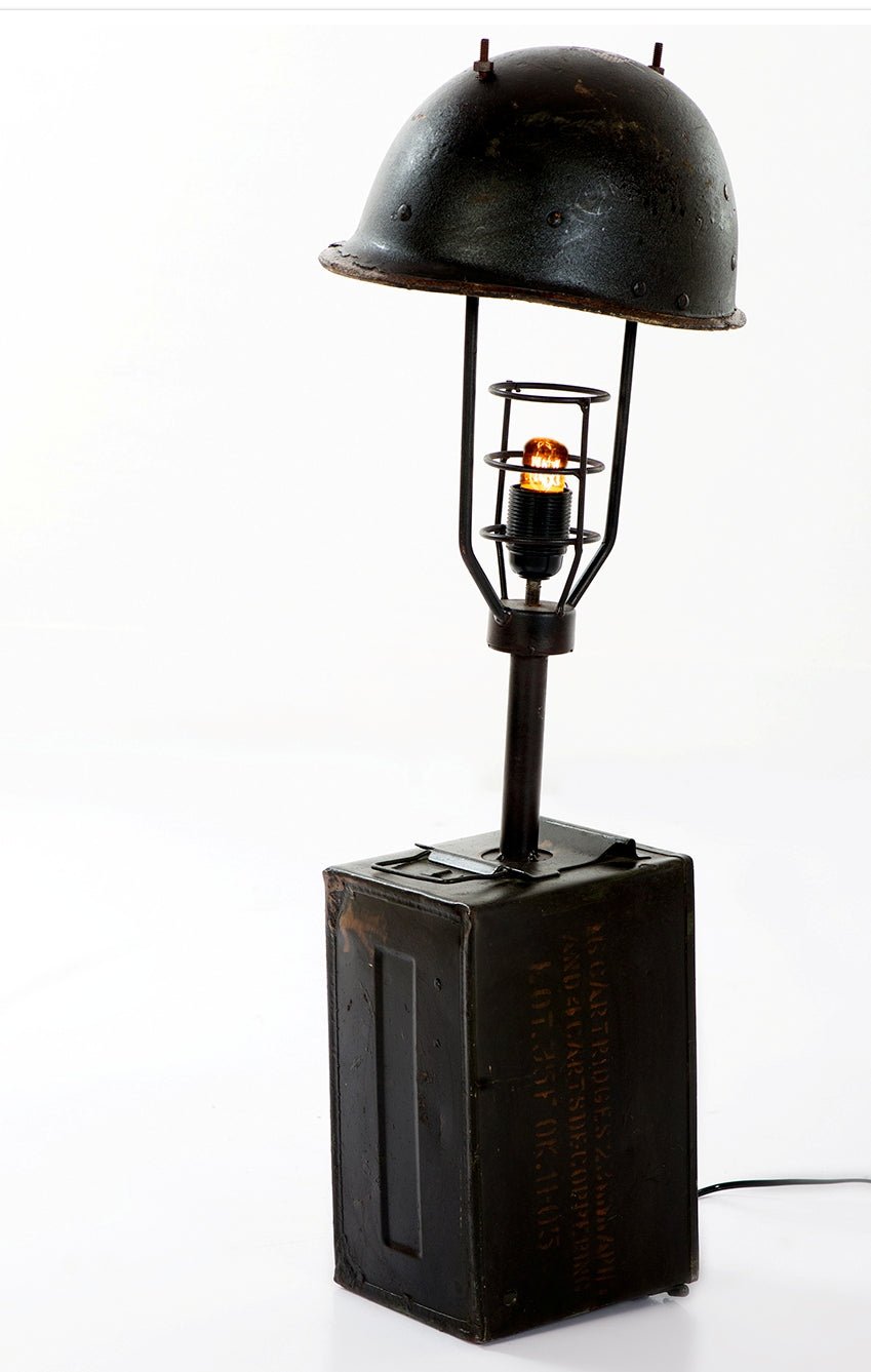 Upcycled Helmet & Ammo Box Table Light