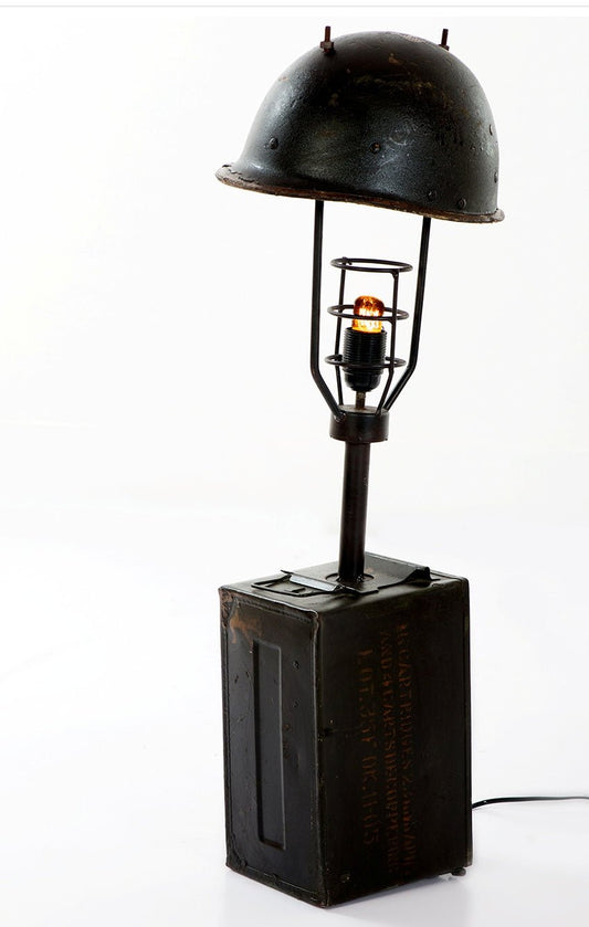 Upcycled Helmet & Ammo Box Table Light