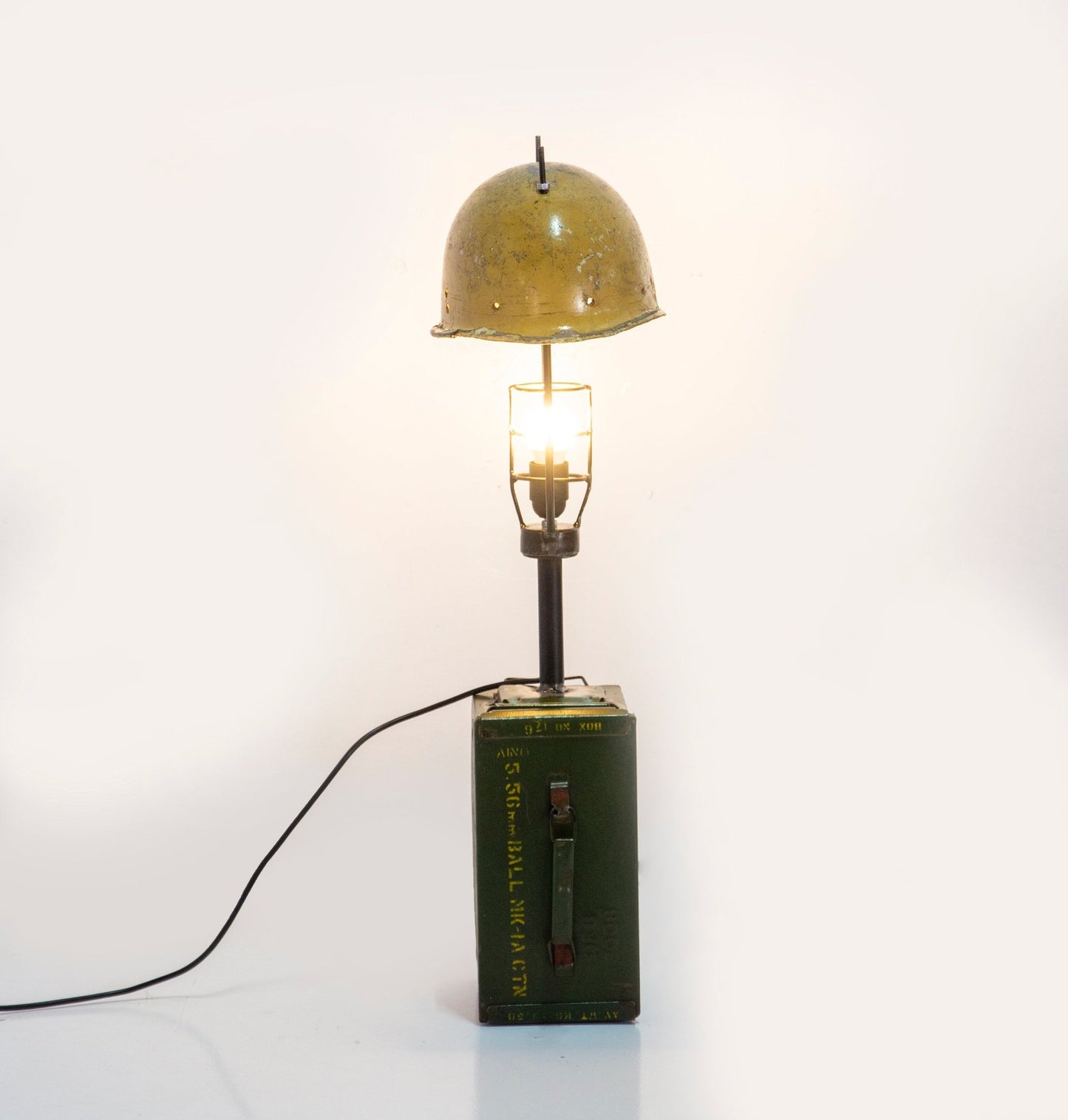 Upcycled Helmet & Ammo Box Table Light
