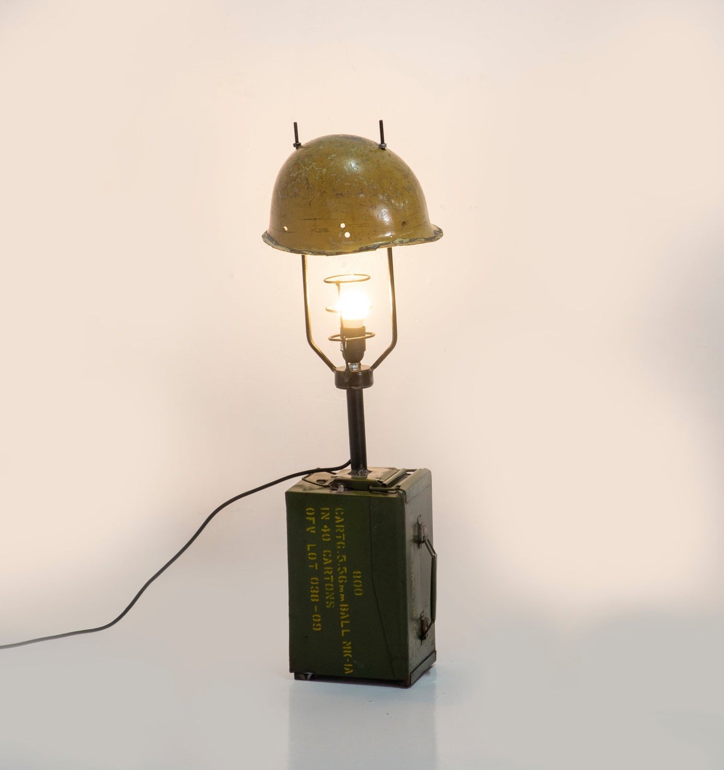 Upcycled Helmet & Ammo Box Table Light