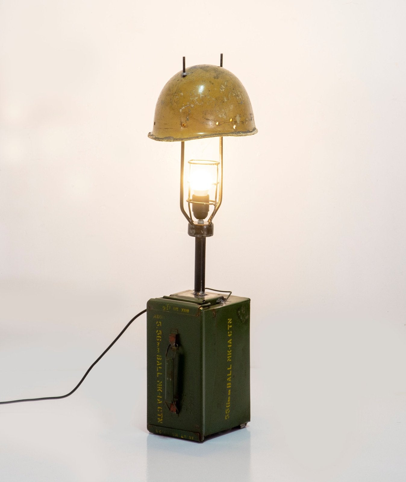 Upcycled Helmet & Ammo Box Table Light