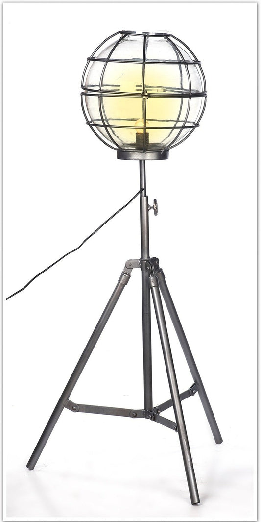 Upcycled Floor Lamp With Round Cage