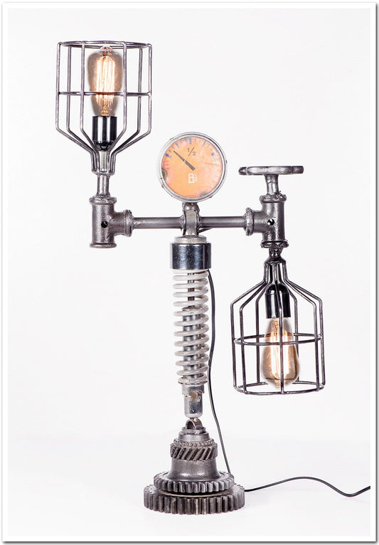 Iron Cage and Meter Table Lamp