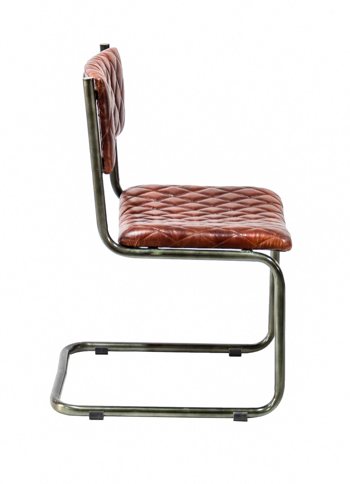 Metal Frame Chair with Padded Brown Seat